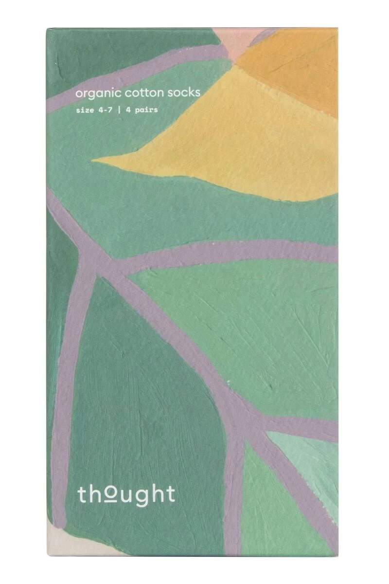 Ladies 4 Pair Thought Gift Boxed Birds Flowers And Bicycles Organic Cotton Socks