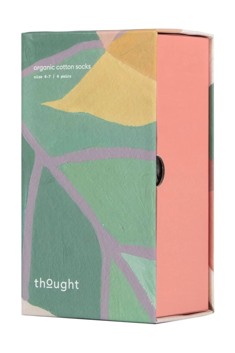 Ladies 4 Pair Thought Gift Boxed Birds Flowers And Bicycles Organic Cotton Socks - Image 2