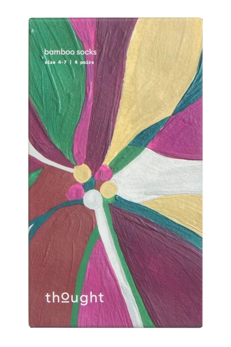 Ladies 4 Pair Thought Poinsettia Christmas Bike Bamboo Gift Boxed Socks