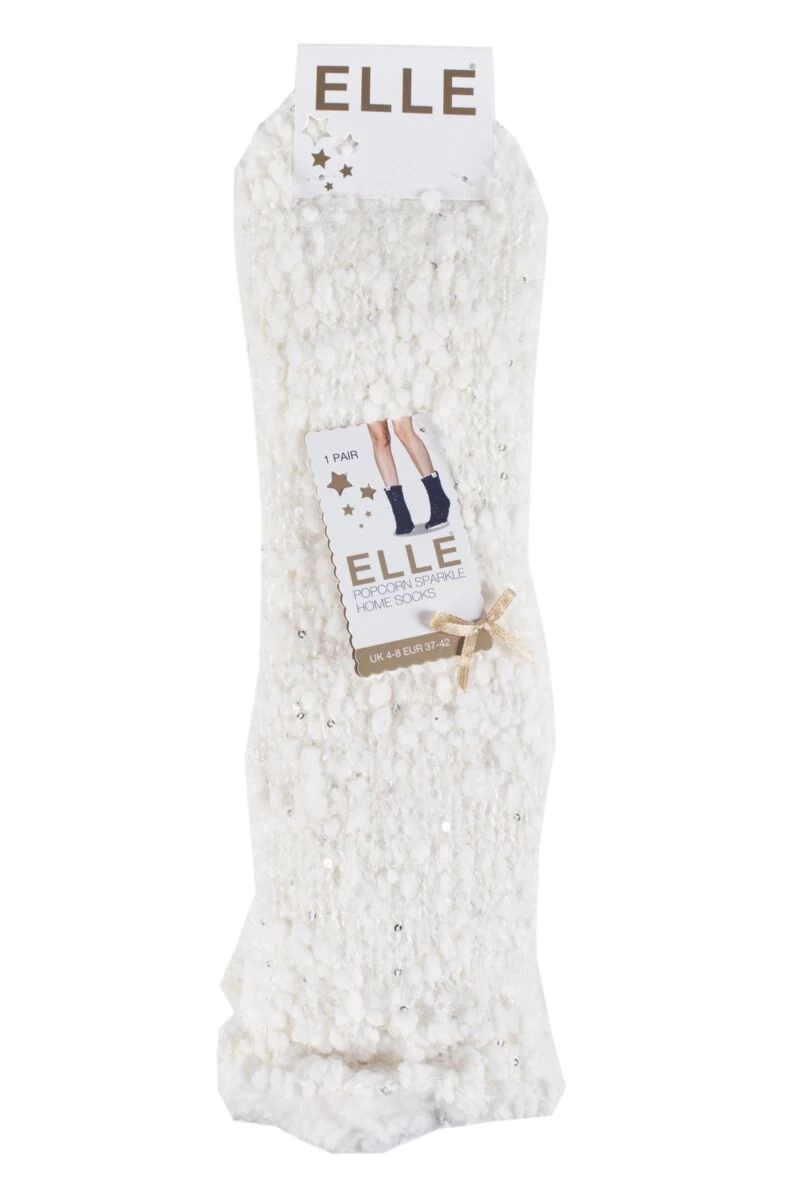 1 Pair Popcorn Sequinned Cosy Moccasin Socks Ladies - Elle