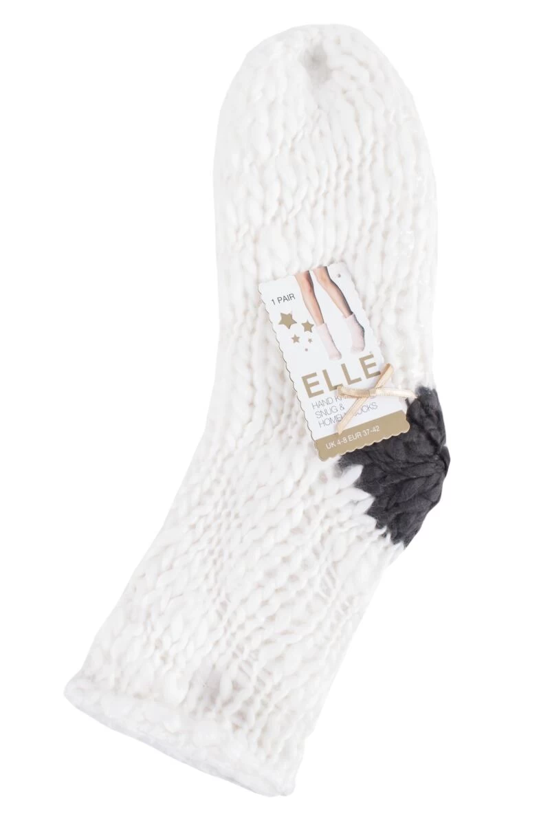 1 Pair Soft Hand Knitted Slipper Socks Ladies - Elle