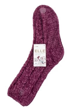 Ladies 1 Pair Elle Chenille Cable Slouch Socks
