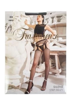 Ladies 1 Pair Trasparenze Silene Fine Net Strip Panty Tights