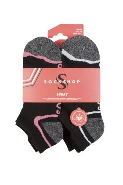 Ladies 6 Pair SOCKSHOP Performance Sport Half Cushioned Tech Trainer Socks