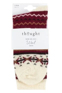 Mens 1 Pair Thought Hendry Fairisle Wool Socks