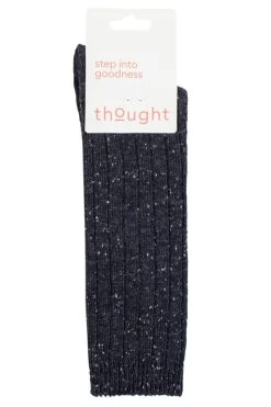 Mens 1 Pair Thought Aaron Ribbed Wool Blend Fleck Socks