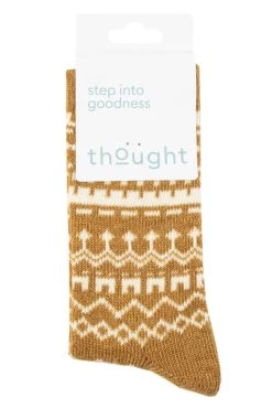 Ladies 1 Pair Thought Archa Patterned Wool Socks