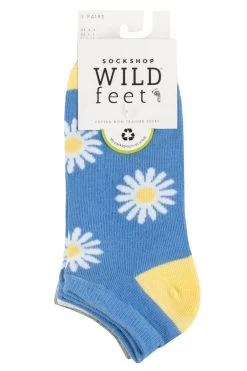 Ladies 5 Pair SOCKSHOP Wildfeet Patterned Cotton Trainer Socks
