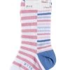 3 Pair Plain, Striped And Patterned Cotton Anklets Ladies - Elle