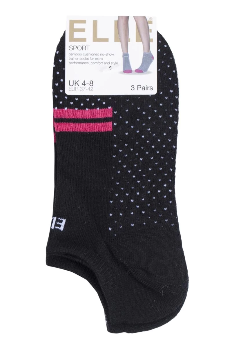3 Pair Bamboo Cushioned No Shows Ladies - Elle