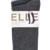 2 Pair Plain And Stripe Cotton Knee Highs Ladies - Elle