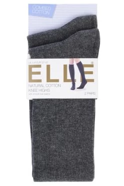 2 Pair Plain And Stripe Cotton Knee Highs Ladies - Elle