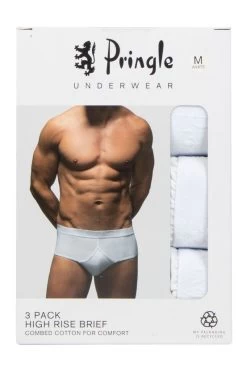 Mens 3 Pack Pringle Cotton High Rise Briefs
