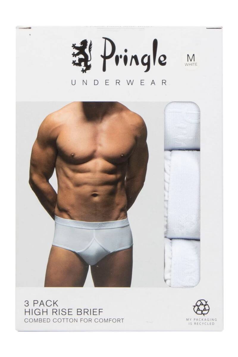 Mens 3 Pack Pringle Cotton High Rise Briefs