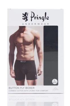 1 Pack Button Fly Cotton Boxer Shorts Men's - Pringle