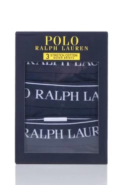 3 Pack Plain Cotton Stretch Longer Leg Boxer Briefs Men's - Ralph Lauren