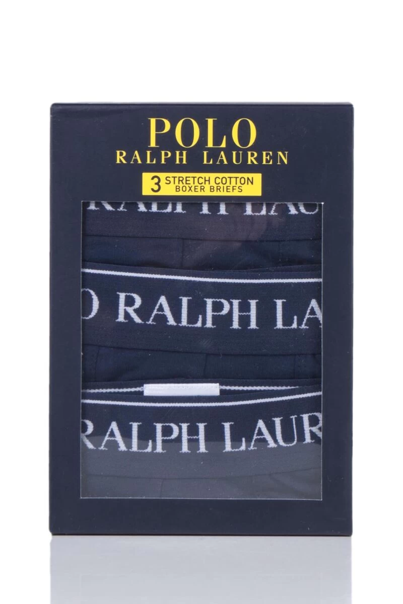 3 Pack Plain Cotton Stretch Longer Leg Boxer Briefs Men's - Ralph Lauren