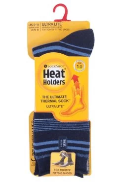 Mens 1 Pair SOCKSHOP Heat Holders 1.0 TOG Ultralite Striped, Argyle And Patterned Socks