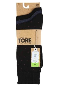 Mens 3 Pair SOCKSHOP TORE 100% Recycled Dots Cotton Socks