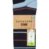 Mens 3 Pair SOCKSHOP TORE 100% Recycled Cotton Thin Stripe Patterned Socks