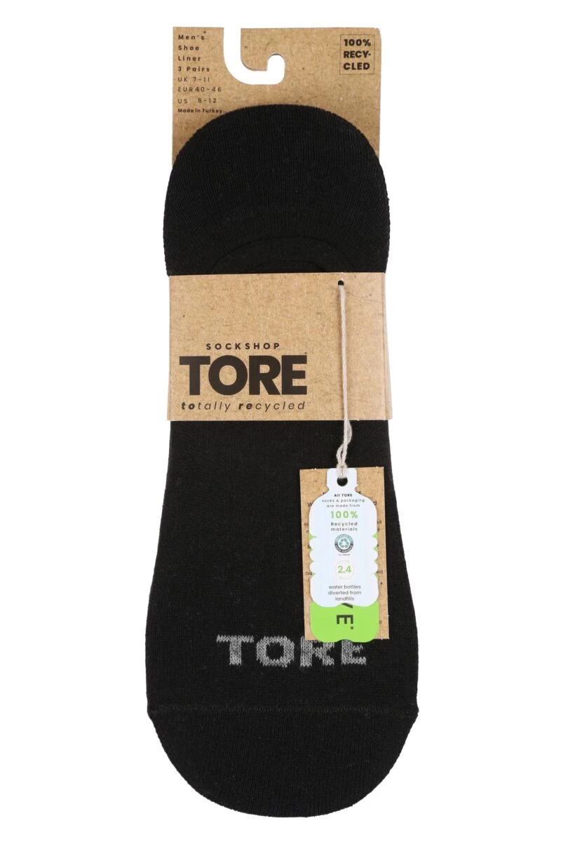 Mens 3 Pair SOCKSHOP TORE 100% Recycled Plain Cotton High Cut Ped Socks