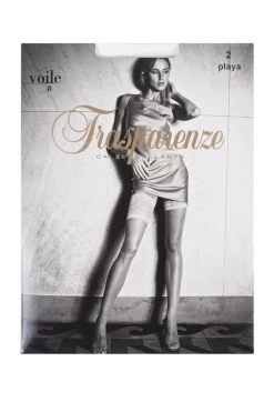 1 Pair Voile 8 Denier Sheer Hold Ups With Lace Top Ladies - Trasparenze