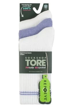 Ladies 3 Pair SOCKSHOP TORE 100% Recycled Fashion Cotton Sports Socks