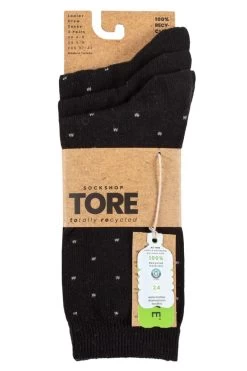 Ladies 3 Pair SOCKSHOP TORE 100% Recycled Pin Dot Cotton Socks