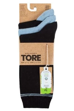 Ladies 3 Pair SOCKSHOP TORE 100% Recycled Placement Stripe Cotton Socks