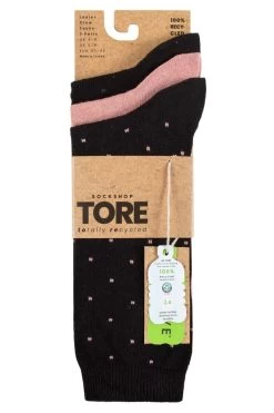 Ladies 3 Pair SOCKSHOP TORE 100% Recycled Dots Cotton Socks