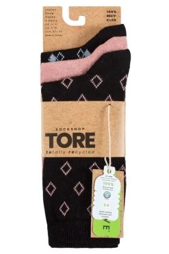 Ladies 3 Pair SOCKSHOP TORE 100% Recycled Diamonds Cotton Socks