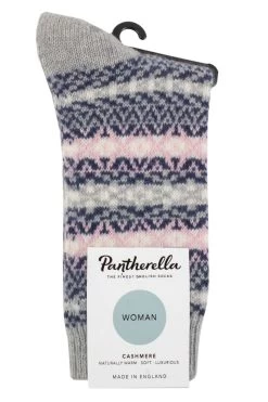 Ladies 1 Pair Pantherella Skye 85% Cashmere Traditional Fair Isle Socks