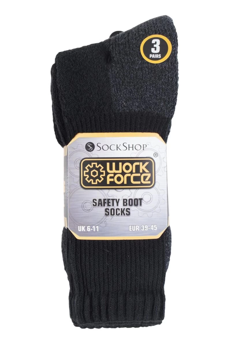 3 Pair Safety Boot Socks Men's - Workforce