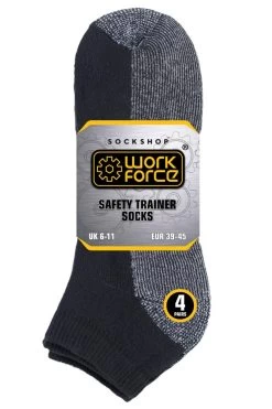 Mens 4 Pair Workforce Safety Trainer Work Socks