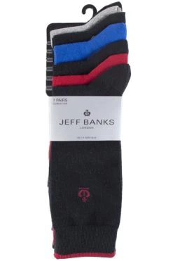 7 Pair New Oxford Plain Socks With Contrast Tipping Men's - Jeff Banks