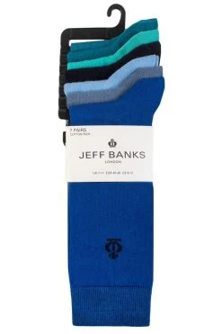 Mens 7 Pair Jeff Banks Plain Cotton Socks