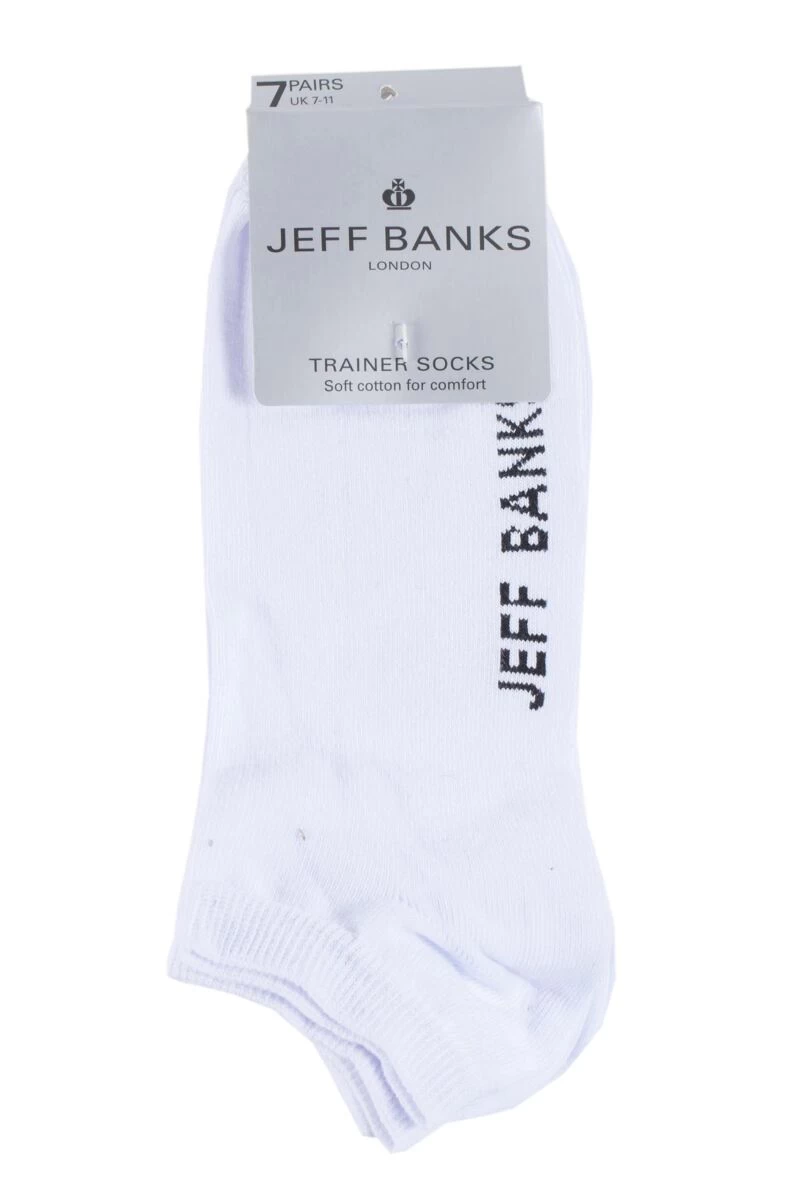 7 Pair Plain Cotton Trainer Socks Men's - Jeff Banks
