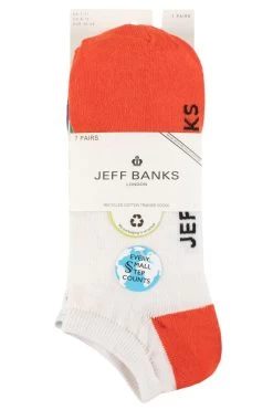 Mens 7 Pair Jeff Banks Recycled Cotton Patterned Trainer Socks