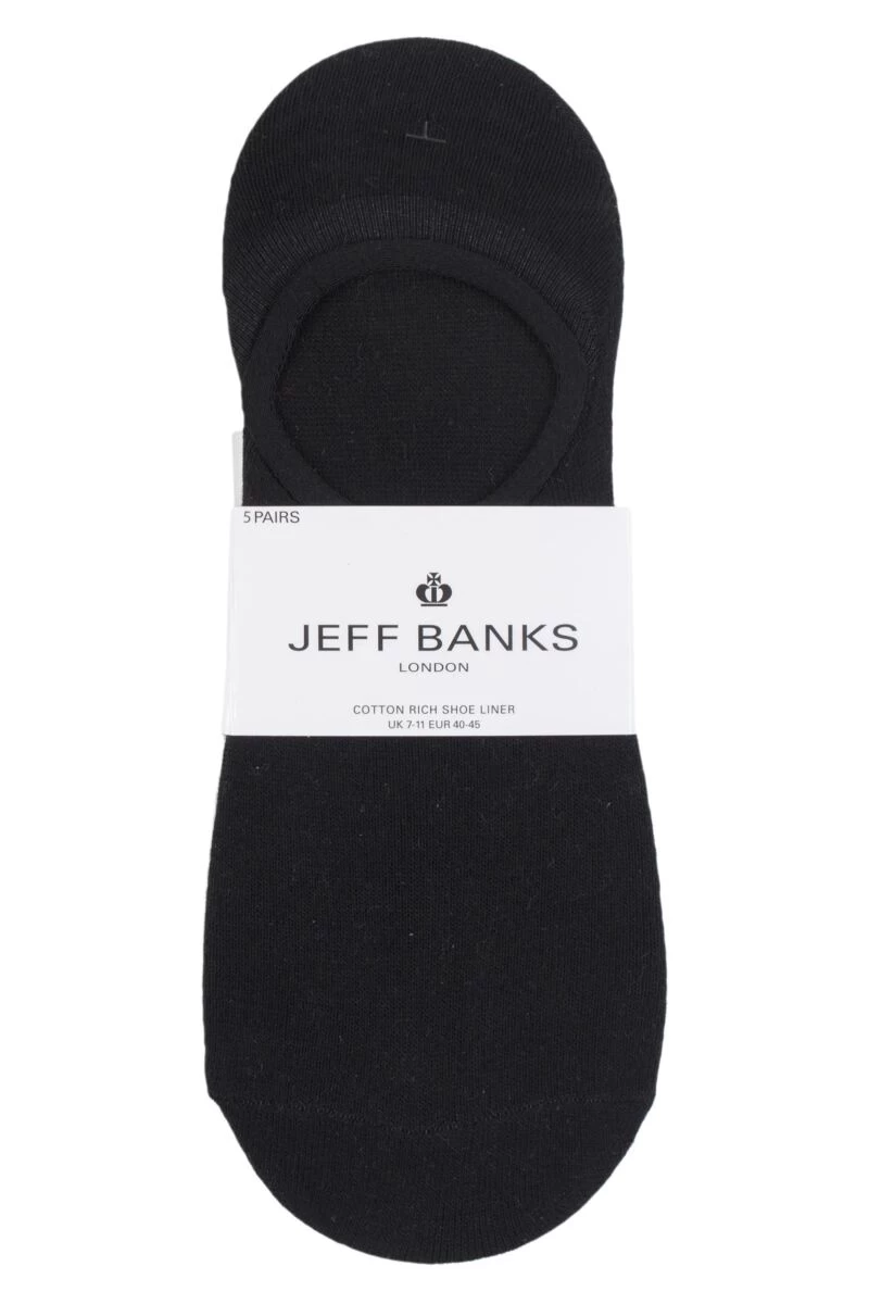 Mens 5 Pair Jeff Banks Plain Cotton Secret Socks