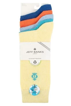 Mens 5 Pair Jeff Banks Plain Recycled Cotton Socks