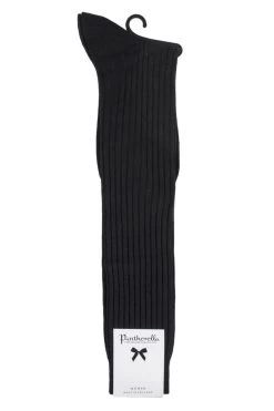 1 Pair Classic Merino Wool Ribbed Knee High Socks Ladies - Pantherella