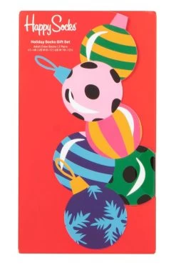 Mens And Ladies 2 Pair Happy Socks Baubles Gift Boxed Socks