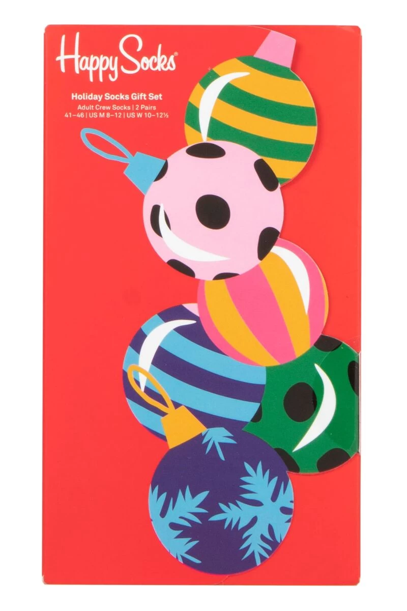 Mens And Ladies 2 Pair Happy Socks Baubles Gift Boxed Socks