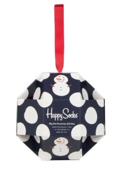 Mens And Ladies 1 Pair Happy Socks Big Dot Snowman Gift Boxed Socks
