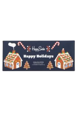 Mens And Ladies 4 Pair Happy Socks Gingerbread Cookies Gift Boxed Socks