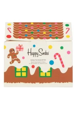 Mens And Ladies 4 Pair Happy Socks Holiday Time Gift Boxed Socks