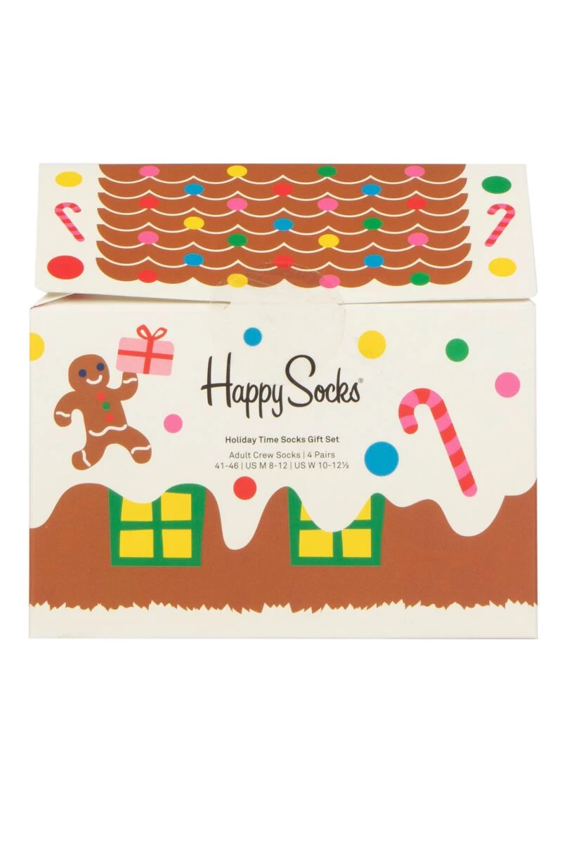 Mens And Ladies 4 Pair Happy Socks Holiday Time Gift Boxed Socks