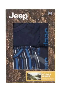 Mens 2 Pack Jeep Striped Cotton Rich Keyhole Trunks