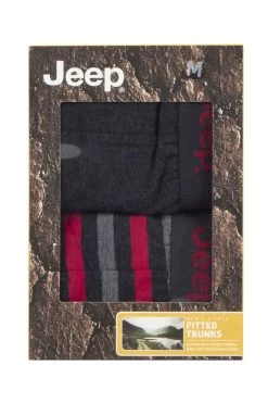 Mens 2 Pack Jeep Plain And Striped Fitted Trunks
