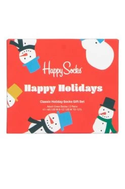 Mens And Ladies 2 Pair Happy Socks Snowman Gift Boxed Socks